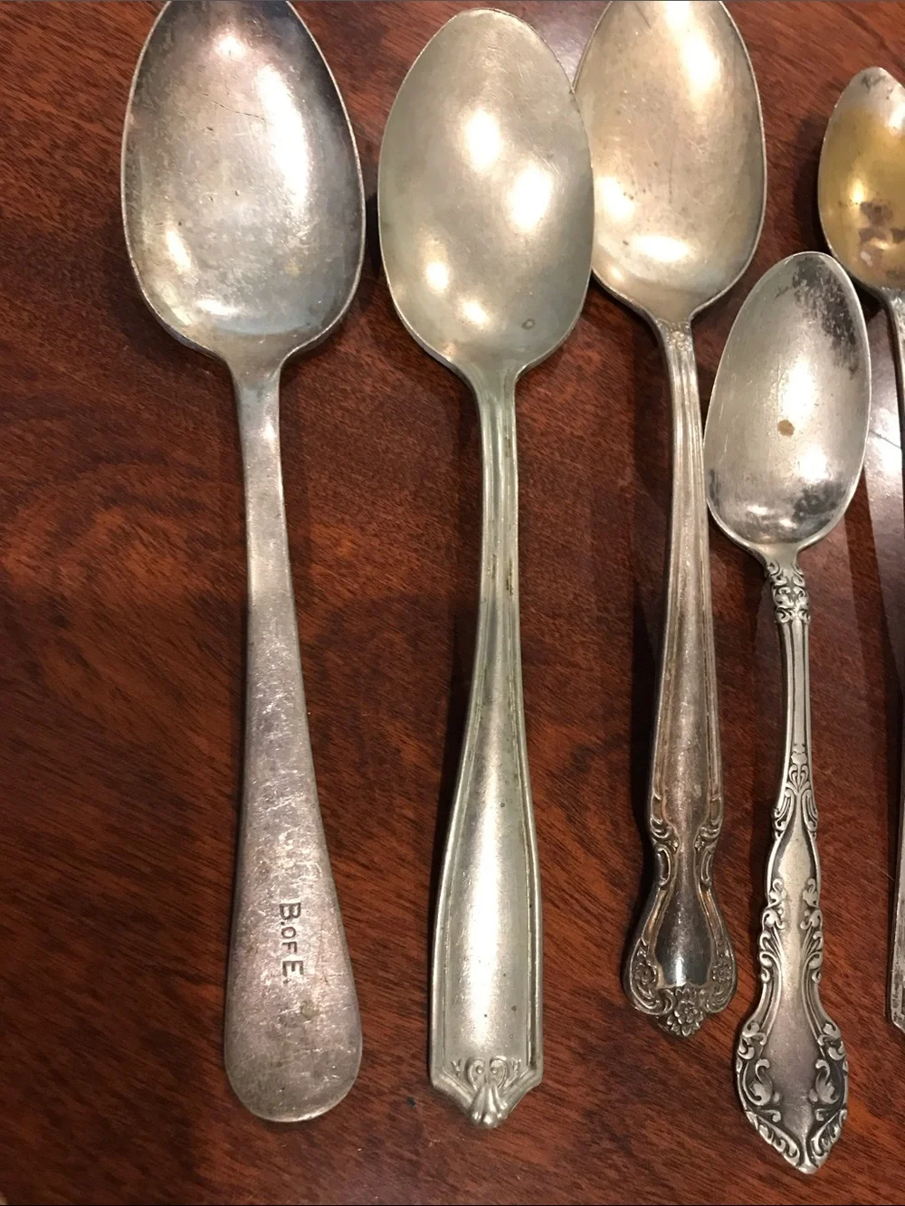 Assorted Vintage Silver-Tone Dining Spoons - Set of 6